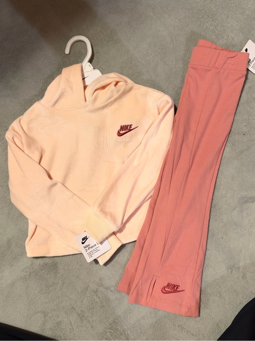 Nike Girls' Peach Hoodie and Dusty Rose Leggings Set